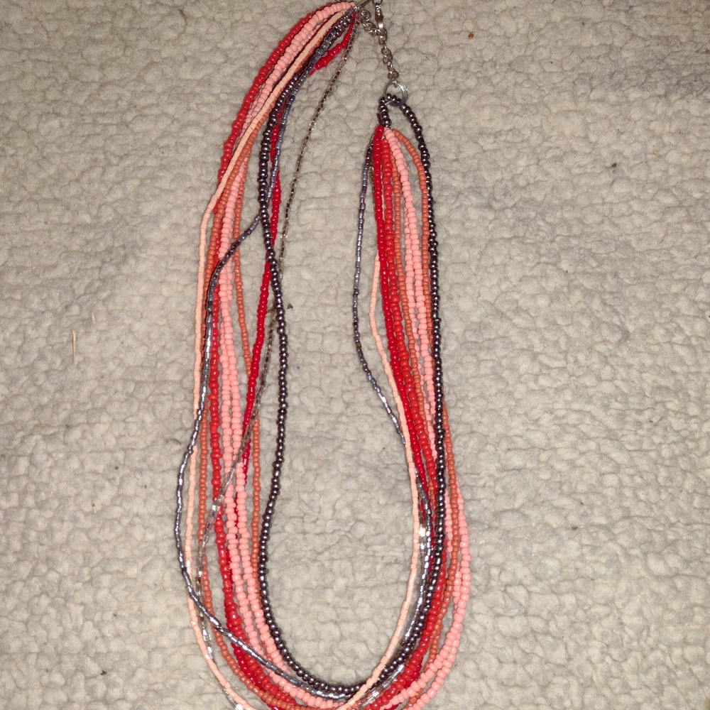 Multi-strand beaded necklace